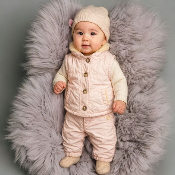 Old Navy Baby Girl's Snow Matching Set Fleece Vest & Pants Winter 2Pcs O-3Months - Picture 1 of 8